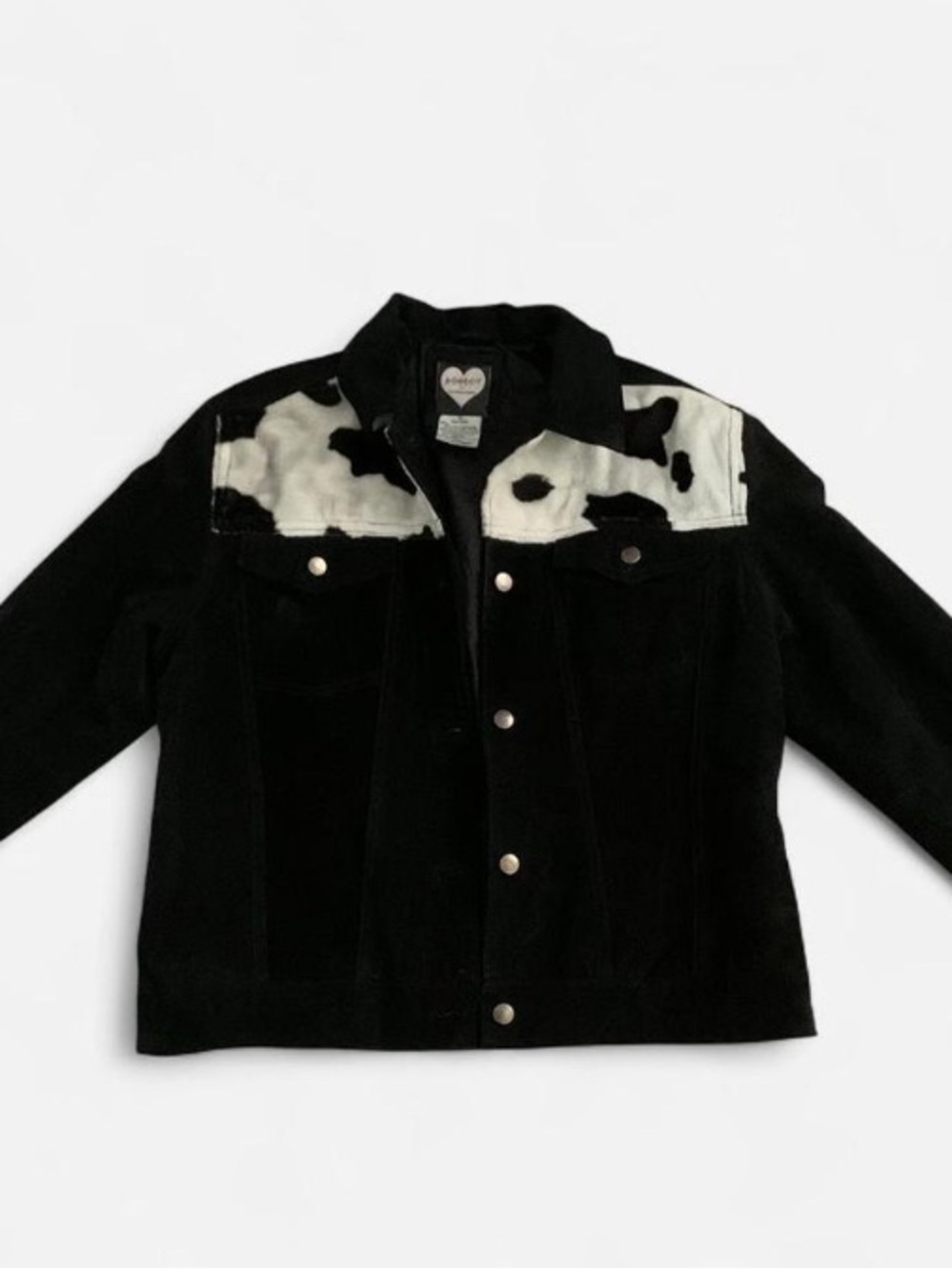 Ashley By 26 International Black Suede Jacket with White Cowhide Yoke